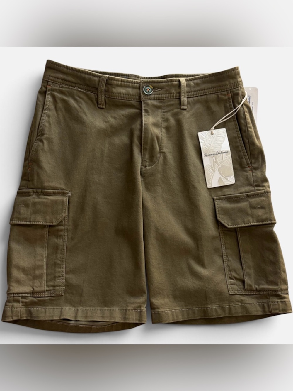 Tommy Bahama Cabo Coast Cargo Shorts 9" Inseam Mens Size 28 Olive Green NWT $118